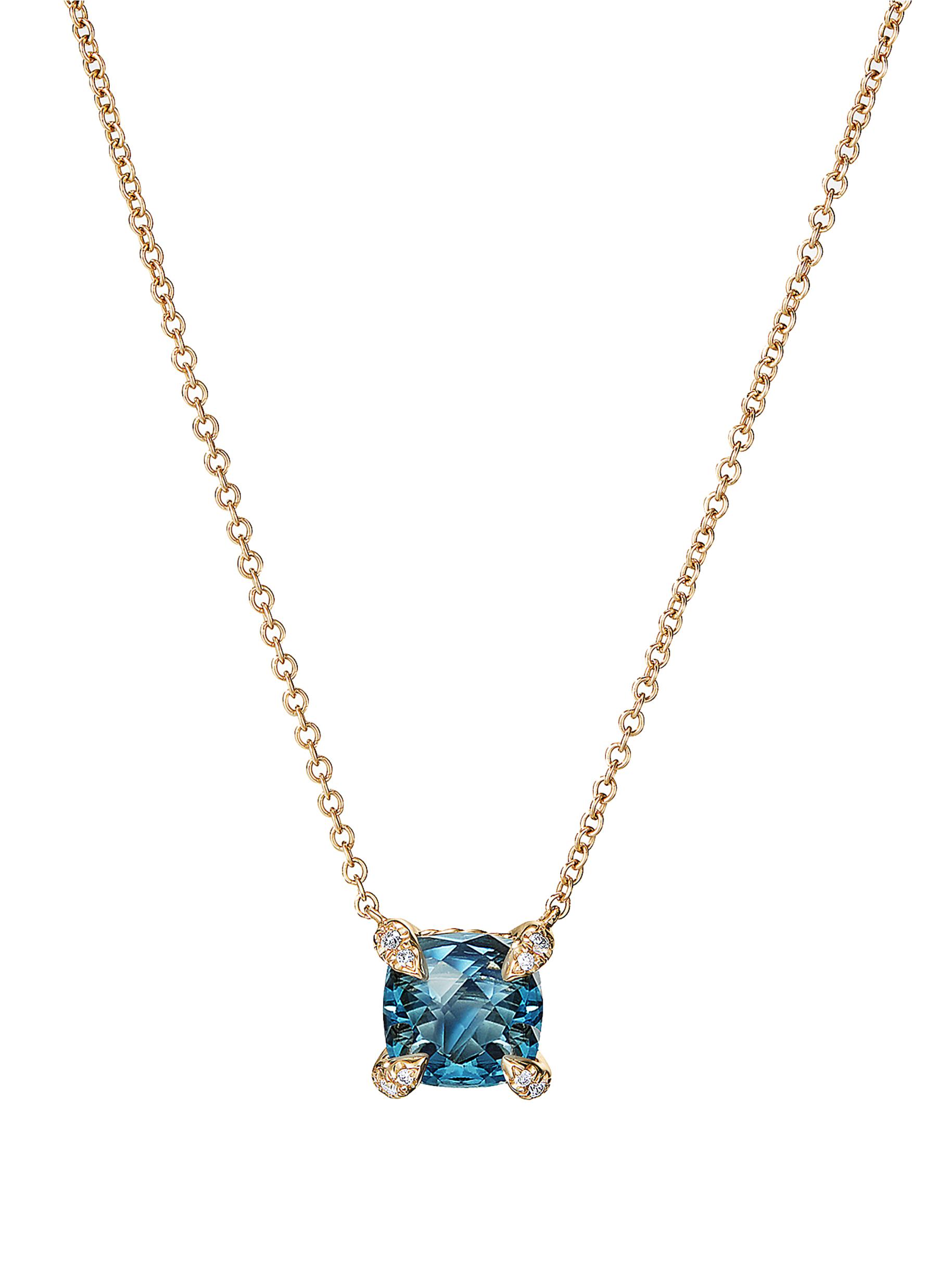 DAVID YURMAN Chatelaine' diamond topaz 18k yellow gold pendant necklace