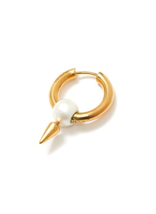 Detail View - Click To Enlarge - BALENCIAGA - 'Force Spike' faux pearl embellished hoop earrings