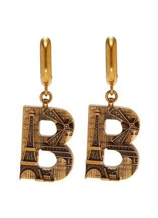 Main View - Click To Enlarge - BALENCIAGA - 'B Paris' engraved drop earrings