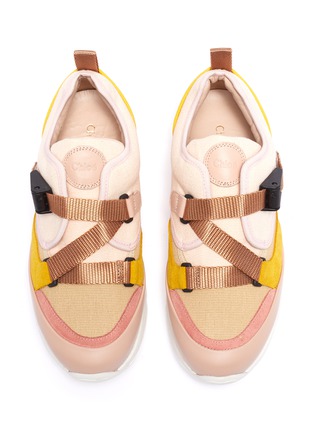 Figure View - Click To Enlarge - CHLOÉ - Cross strap patchwork sneakers