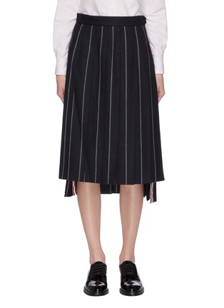 Main View - Click To Enlarge - THOM BROWNE  - Pleated Wool Flannel Stripe Skirt