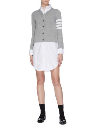 Figure View - Click To Enlarge - THOM BROWNE  - Stripe sleeve V-neck cardigan