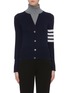Main View - Click To Enlarge - THOM BROWNE  - Stripe sleeve trompe l'œil colourblock cashmere turtleneck sweater