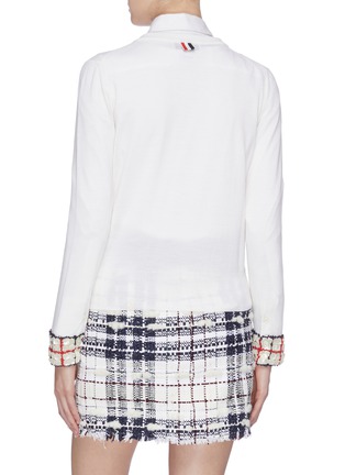 Back View - Click To Enlarge - THOM BROWNE  - Strass embellished contrast cuff cardigan