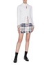 Figure View - Click To Enlarge - THOM BROWNE  - Strass embellished contrast cuff cardigan