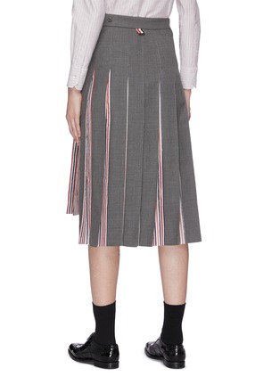 Back View - Click To Enlarge - THOM BROWNE  - Stripe underlay pleated high-low skirt