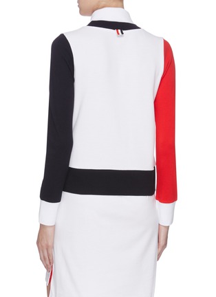 Back View - Click To Enlarge - THOM BROWNE - Trompe d'œil colourblock button polo dress