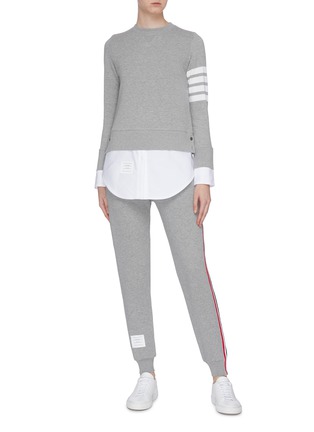 Figure View - Click To Enlarge - THOM BROWNE  - Stripe sleeve cotton sweatshirt