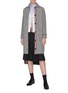 Figure View - Click To Enlarge - THOM BROWNE  - Wool-cashmere rib knit sleeve patch pocket duffle coat