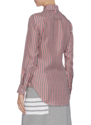 Back View - Click To Enlarge - THOM BROWNE  - Colourblocked logo patch pinstripe shirt