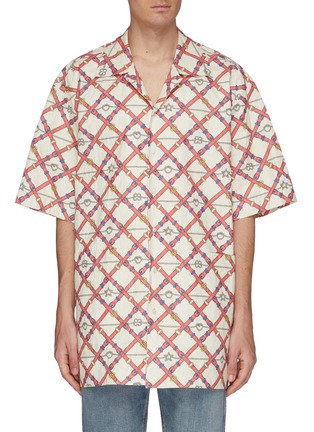 Main View - Click To Enlarge - GUCCI - GG checkerboard belt print oversized bowling shirt