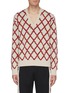 Main View - Click To Enlarge - GUCCI - GG checkerboard belt jacquard V-neck sweater