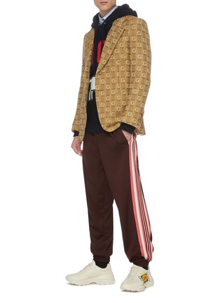 Figure View - Click To Enlarge - GUCCI - Mesh stripe outseam jogging pants