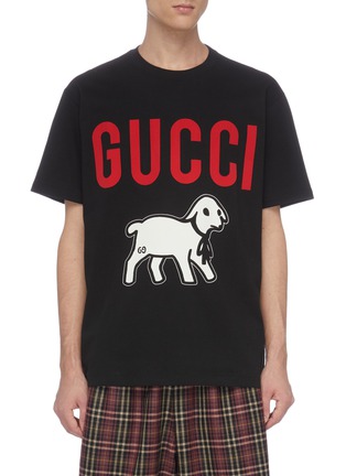 Main View - Click To Enlarge - GUCCI - Logo lamb print T-shirt