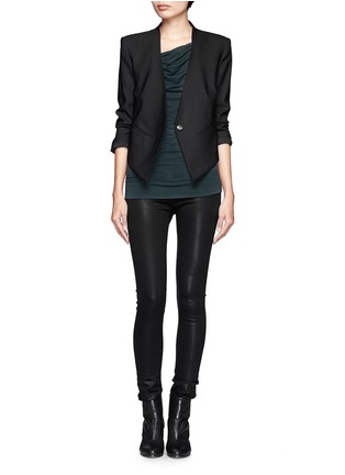 Figure View - Click To Enlarge - HELMUT LANG - Coated cotton blend skinny pants