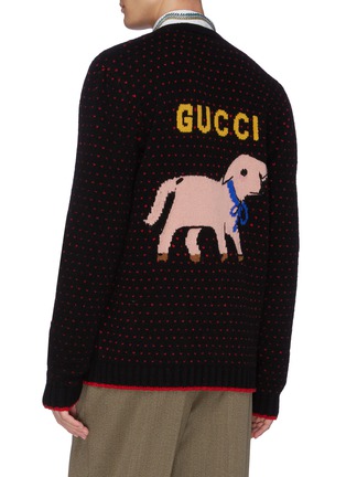 Back View - Click To Enlarge - GUCCI - 'Gucci Lamb' intarsia wool cardigan