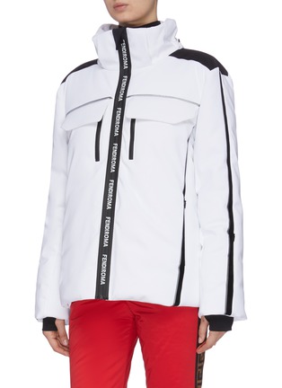 Detail View - Click To Enlarge - FENDI SPORT - 'FENDIROMA' logo embroidered zip puffer ski jacket
