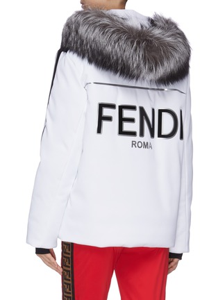 Back View - Click To Enlarge - FENDI SPORT - 'FENDIROMA' logo embroidered zip puffer ski jacket