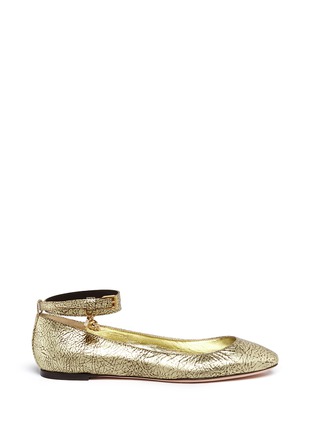 Main View - Click To Enlarge - ALEXANDER MCQUEEN - Skull ankle strap leather ballerina flats