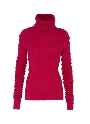 Main View - Click To Enlarge - JACQUEMUS - 'La Maille Sofia' ruched sleeve cable knit turtleneck top
