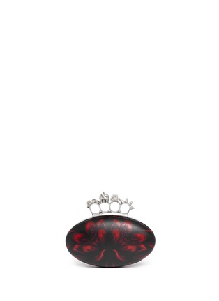 Back View - Click To Enlarge - ALEXANDER MCQUEEN - Punk skull knuckleduster mosaic tulip leather clutch