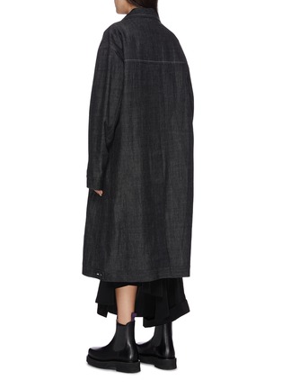Back View - Click To Enlarge - YOHJI YAMAMOTO - Contrast piping oversized denim coat