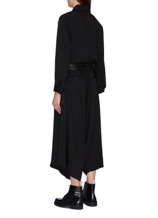 Back View - Click To Enlarge - YOHJI YAMAMOTO - Belted leather panel jumpsuit