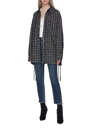Figure View - Click To Enlarge - FAITH CONNEXION - Lace-up outseam tweed shirt jacket