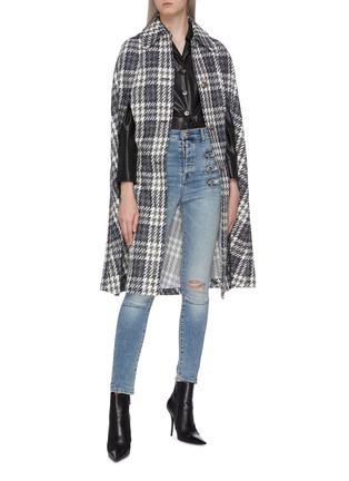 Figure View - Click To Enlarge - FAITH CONNEXION - Houndstooth check plaid tweed cape