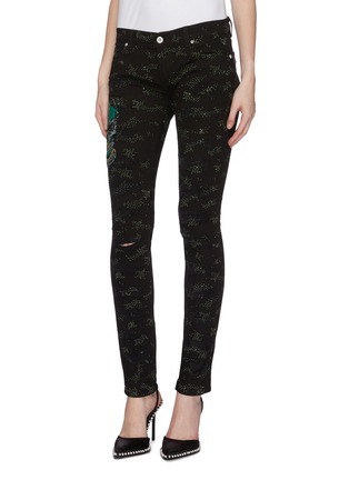 Front View - Click To Enlarge - FAITH CONNEXION - Bead skull strass distressed jeans