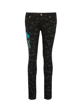Main View - Click To Enlarge - FAITH CONNEXION - Bead skull strass distressed jeans