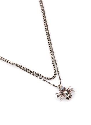 Detail View - Click To Enlarge - ALEXANDER MCQUEEN - Swarovski crystal pavé spider double chain necklace