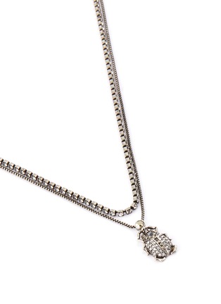 Detail View - Click To Enlarge - ALEXANDER MCQUEEN - Swarovski crystal pavé beetle double chain necklace