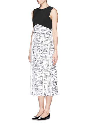 Front View - Click To Enlarge - WHISTLES - 'Carrera' marble print pleat dress