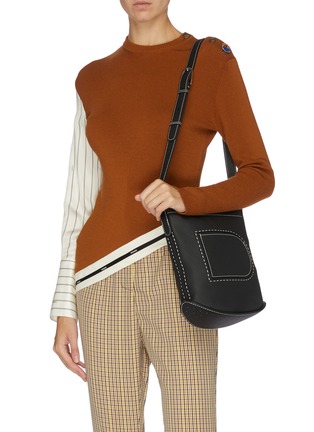 Figure View - Click To Enlarge - DELVAUX - 'Pin PM' contrast topstitching leather bucket bag