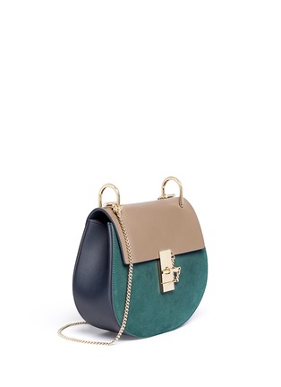 Front View - Click To Enlarge - CHLOÉ - 'Drew' leather flap suede shoulder bag
