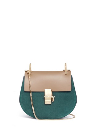 Main View - Click To Enlarge - CHLOÉ - 'Drew' leather flap suede shoulder bag