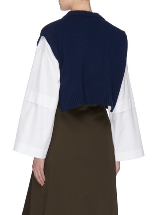 Back View - Click To Enlarge - CÉDRIC CHARLIER - Virgin wool cropped V-neck sweater