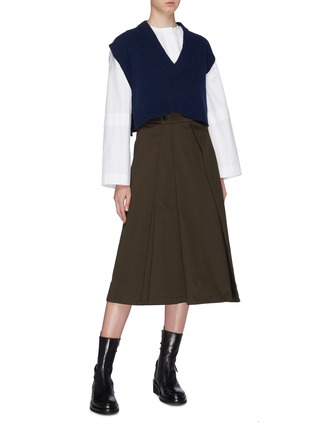 Figure View - Click To Enlarge - CÉDRIC CHARLIER - Virgin wool cropped V-neck sweater