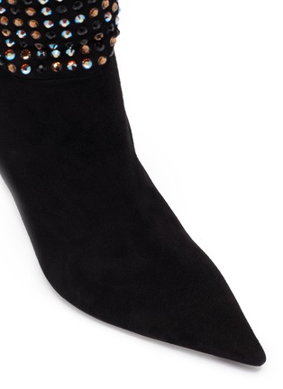 Detail View - Click To Enlarge - RENÉ CAOVILLA - 'Galaxia' smoked topaz strass embellished mid boot