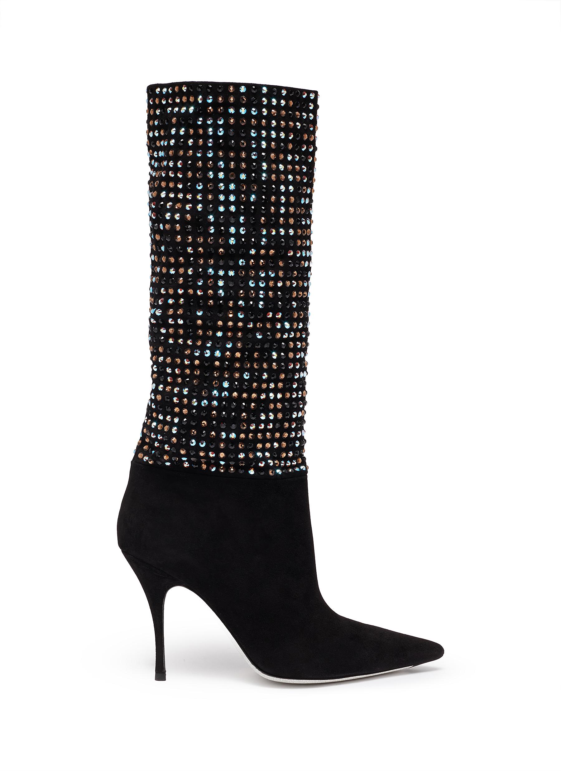 Galaxia smoked topaz strass embellished mid boot by René Caovilla