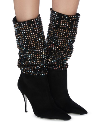 Figure View - Click To Enlarge - RENÉ CAOVILLA - 'Galaxia' smoked topaz strass embellished mid boot