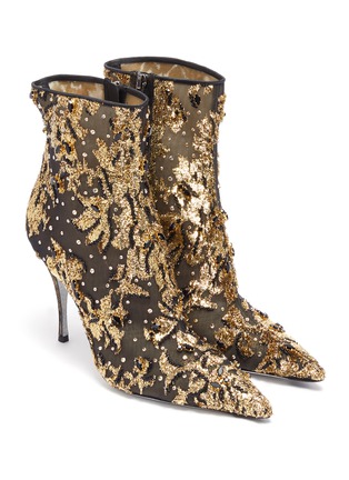 Detail View - Click To Enlarge - RENÉ CAOVILLA - 'Lurexa' embellished tulle ankle boots