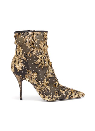 Main View - Click To Enlarge - RENÉ CAOVILLA - 'Lurexa' embellished tulle ankle boots