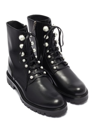 Detail View - Click To Enlarge - RENÉ CAOVILLA - Faux pearl eyelet leather combat boots
