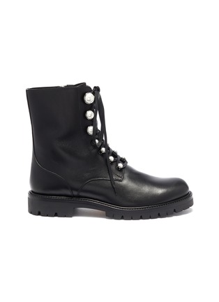 Main View - Click To Enlarge - RENÉ CAOVILLA - Faux pearl eyelet leather combat boots
