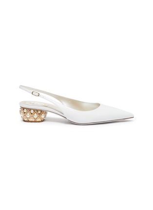 Main View - Click To Enlarge - RENÉ CAOVILLA - Embellished heel leather slingback pumps