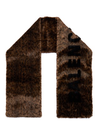 Main View - Click To Enlarge - BALENCIAGA - Logo intarsia faux fur scarf
