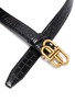 Detail View - Click To Enlarge - BALENCIAGA - 'BB' logo thin croc embossed leather belt