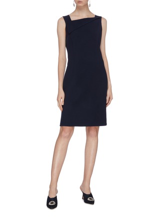Figure View - Click To Enlarge - OSCAR DE LA RENTA - Folded collar sleeveless dress